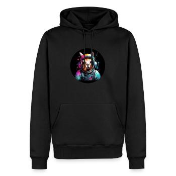 Space Llama - Men’s Premium Organic Hoodie - black - Front - Nico (187cm)