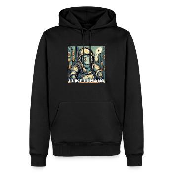 I like Humans Roboter - Männer Premium Bio Hoodie - Schwarz - Vorne - Nico (187cm)
