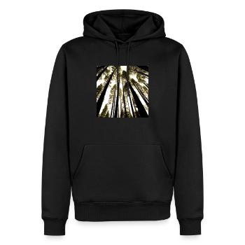 Nature's Ascent - Männer Premium Bio Hoodie - Schwarz - Vorne - Nico (187cm)
