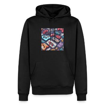 gamin1 - Männer Premium Bio Hoodie - Schwarz - Vorne - Nico (187cm)