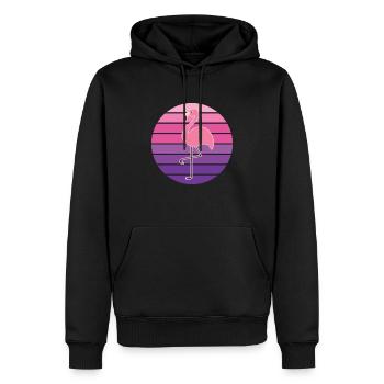 Flamingo Vogel Retro Sonnenuntergang - Männer Premium Bio Hoodie - Schwarz - Vorne - Nico (187cm)