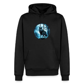 Wolf - Männer Premium Bio Hoodie - Schwarz - Vorne - Nico (187cm)