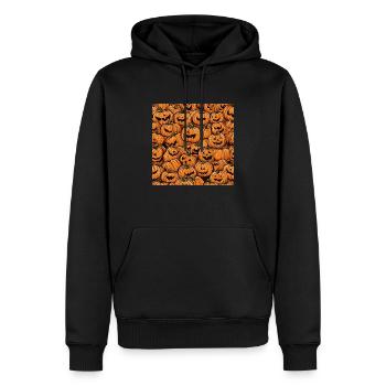 happy pumpkin on halloween - Men’s Premium Organic Hoodie - black - Front - Nico (187cm)