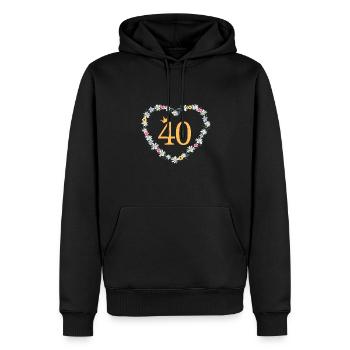 Number 40, Heart Flowers, Personalizable - Men’s Premium Organic Hoodie - black - Front - Nico (187cm)