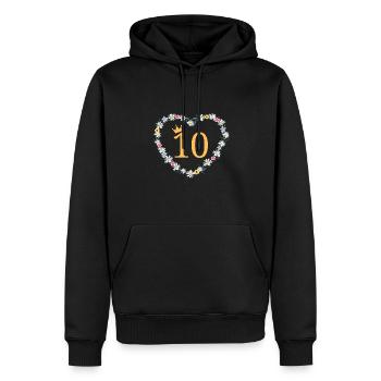 Number 10, Heart Flowers, Personalizable - Men’s Premium Organic Hoodie - black - Front - Nico (187cm)