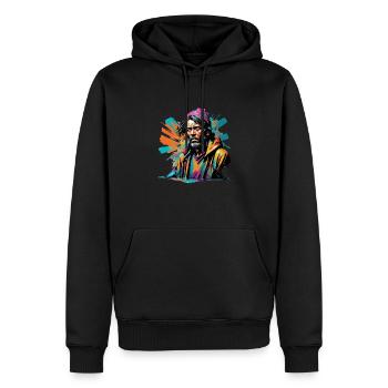 Obdachlos - Männer Premium Bio Hoodie - Schwarz - Vorne - Nico (187cm)