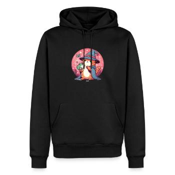 Chat et grenouille - Sweat à capuche Premium bio Homme - noir - Devant - Nico (187cm)