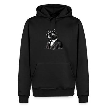 Suit Cat - Sweat à capuche Premium bio Homme - noir - Devant - Nico (187cm)
