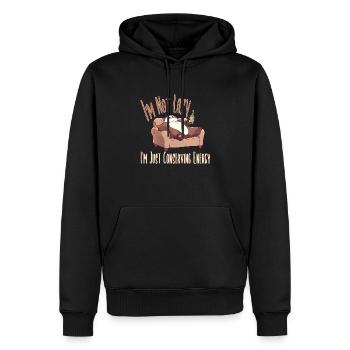 Un paresseux allongé sur un canapé, buvant de la bière avec le - Sweat à capuche Premium bio Homme - noir - Devant - Nico (187cm)