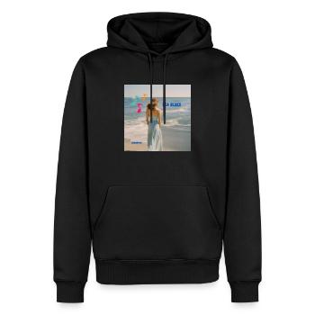 Sea Blues femme devant la mer - Sweat à capuche Premium bio Homme - noir - Devant - Nico (187cm)