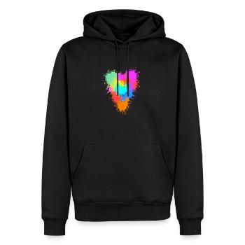 Buntes Herz - Männer Premium Bio Hoodie - Schwarz - Vorne - Nico (187cm)