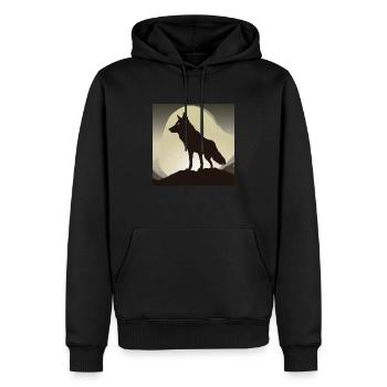 Wolf Silhouette - Männer Premium Bio Hoodie - Schwarz - Vorne - Nico (187cm)