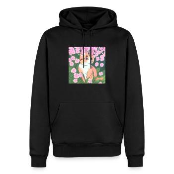 Blumenwächter im Frühlingsgarten - Männer Premium Bio Hoodie - Schwarz - Vorne - Nico (187cm)