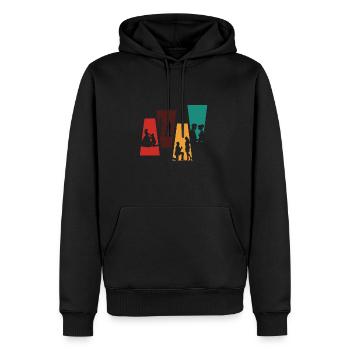 Couple marié rétro vintage-idée cadeau mariée - Sweat à capuche Premium bio Homme - noir - Devant - Nico (187cm)
