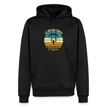 Parapente - Le Parapente C'est Ma Saison Préféré - Sweat à capuche Premium bio Homme - noir - Devant - Nico (187cm)