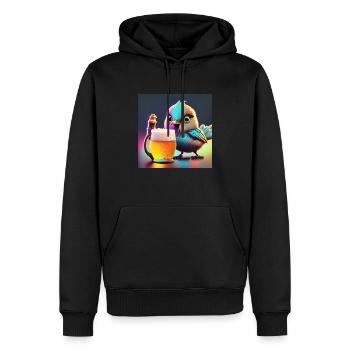mit einem Pint - Männer Premium Bio Hoodie - Schwarz - Vorne - Nico (187cm)