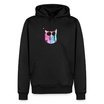 Hibou coloré ong - Sweat à capuche Premium bio Homme - noir - Devant - Nico (187cm)