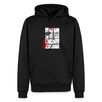 Japan-Welle - Männer Premium Bio Hoodie - Schwarz - Vorne - Nico (187cm)