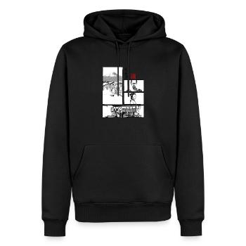 omedeto manga - Sweat à capuche Premium bio Homme - noir - Devant - Nico (187cm)