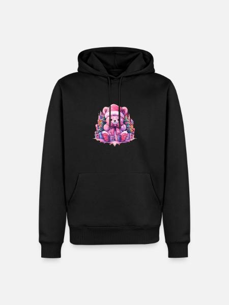 rosa teddy 4 - Männer Premium Bio Hoodie - Schwarz