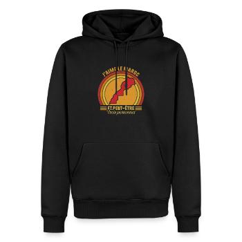 j'aime le Maroc et peut être trois personnes - Sweat à capuche Premium bio Homme - noir - Devant - Nico (187cm)