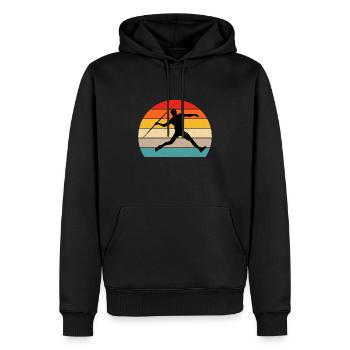 lancer de javelot Rétro vintage - Sweat à capuche Premium bio Homme - noir - Devant - Nico (187cm)