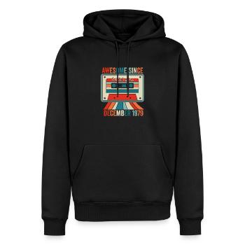 Décembre 1979 - Génial Depuis Décembre 1979 - Sweat à capuche Premium bio Homme - noir - Devant - Nico (187cm)