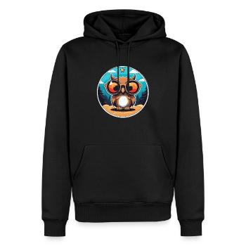 Dessin de Noël hibou - Sweat à capuche Premium bio Homme - noir - Devant - Nico (187cm)