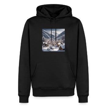Winterdorf - Männer Premium Bio Hoodie - Schwarz - Vorne - Nico (187cm)