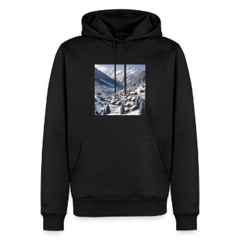 Winterdorf - Männer Premium Bio Hoodie - Schwarz - Vorne - Nico (187cm)