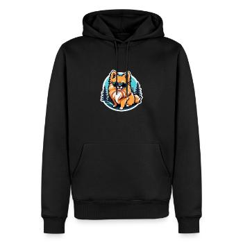 Dessin de Noël poméranien - Sweat à capuche Premium bio Homme - noir - Devant - Nico (187cm)