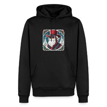 Nikolaus Weihnachten Zeichnung - Männer Premium Bio Hoodie - Schwarz - Vorne - Nico (187cm)
