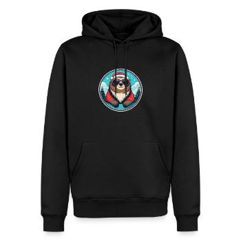Dessin de Noël paresseux - Sweat à capuche Premium bio Homme - noir - Devant - Nico (187cm)