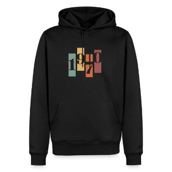 1970er Vintage Retro Möbel - Männer Premium Bio Hoodie - Schwarz - Vorne - Nico (187cm)
