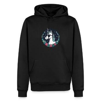 Einhorn Weihnachten Zeichnung - Männer Premium Bio Hoodie - Schwarz - Vorne - Nico (187cm)