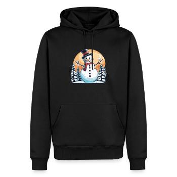 Dessin de Noël bonhomme de neige - Sweat à capuche Premium bio Homme - noir - Devant - Nico (187cm)