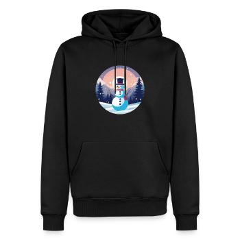 Dessin de Noël bonhomme de neige - Sweat à capuche Premium bio Homme - noir - Devant - Nico (187cm)