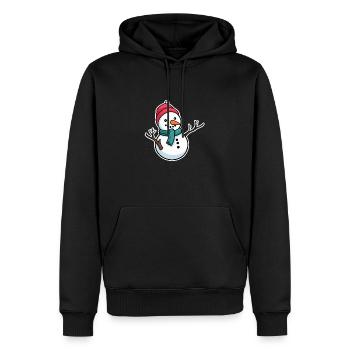 Dessin de Noël bonhomme de neige - Sweat à capuche Premium bio Homme - noir - Devant - Nico (187cm)