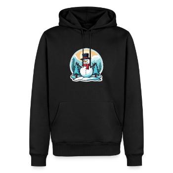 Schneemann Weihnachten Zeichnung - Männer Premium Bio Hoodie - Schwarz - Vorne - Nico (187cm)