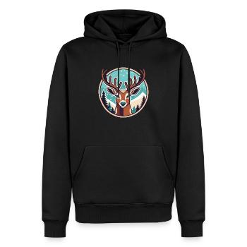 Rentier Weihnachten Zeichnung - Männer Premium Bio Hoodie - Schwarz - Vorne - Nico (187cm)