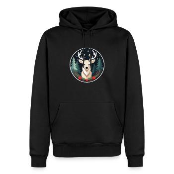 Dessin de Noël de renne - Sweat à capuche Premium bio Homme - noir - Devant - Nico (187cm)