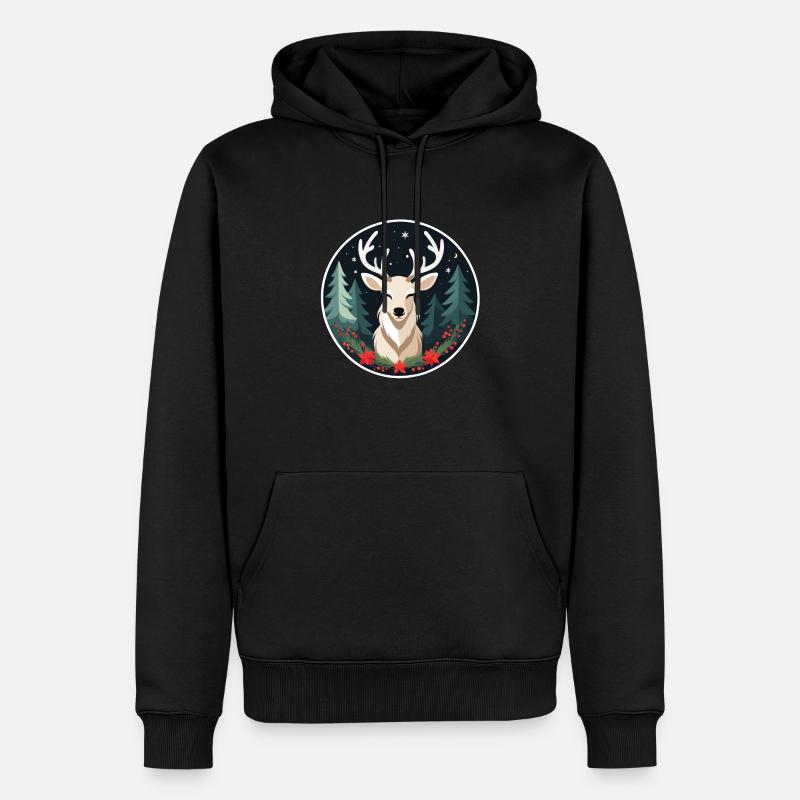 Dessin de Noël de renne - Sweat à capuche Premium bio Homme - noir