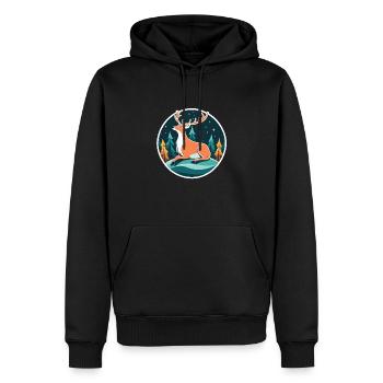 Dessin de Noël de renne - Sweat à capuche Premium bio Homme - noir - Devant - Nico (187cm)