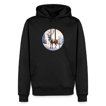 Rentier Low Poly Weihnachten - Männer Premium Bio Hoodie - Schwarz - Vorne - Nico (187cm)