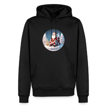 Père Noël Low Poly Noël - Sweat à capuche Premium bio Homme - noir - Devant - Nico (187cm)