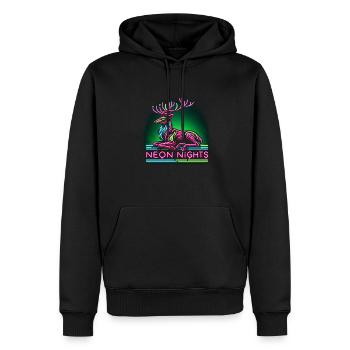 Neon Nights Reindeer - Männer Premium Bio Hoodie - Schwarz - Vorne - Nico (187cm)
