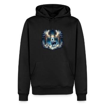 Renne enchanté de la forêt - Sweat à capuche Premium bio Homme - noir - Devant - Nico (187cm)