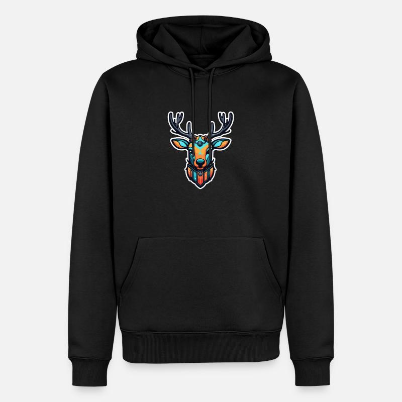Illustration de Noël de renne - Sweat à capuche Premium bio Homme - noir