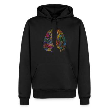 Feder - Männer Premium Bio Hoodie - Schwarz - Vorne - Nico (187cm)