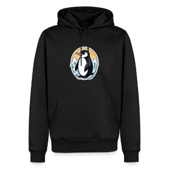 Illustration de Noël pingouin - Sweat à capuche Premium bio Homme - noir - Devant - Nico (187cm)